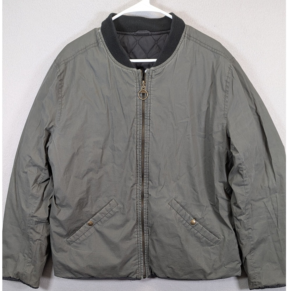 GH Bass‎ Co Mens Reversible Bomber Jacket Olive Green Quilted Black Size L G